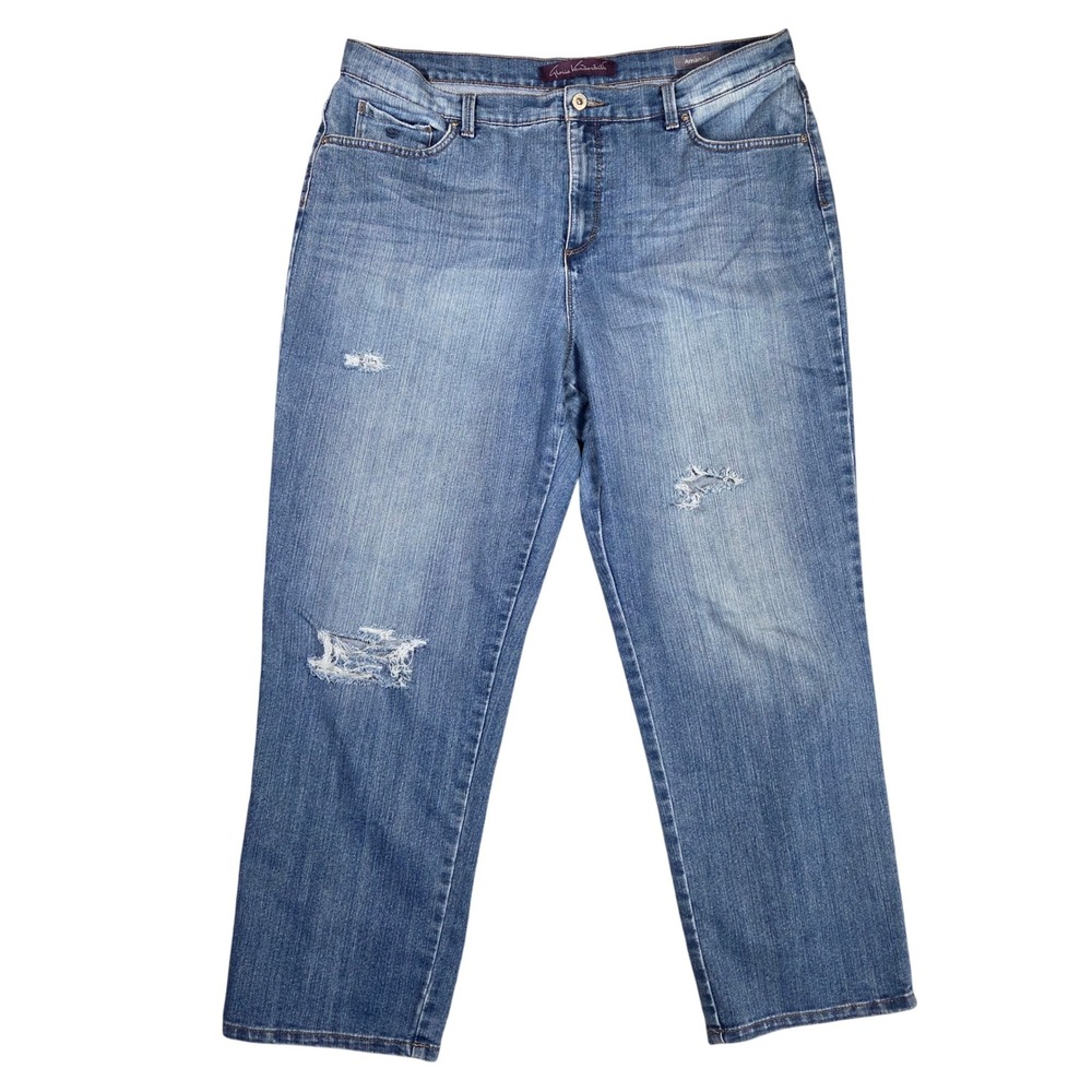 Gloria Vanderbilt Amanda High Rise Distressed Straight Leg Jeans Blue Size 16S